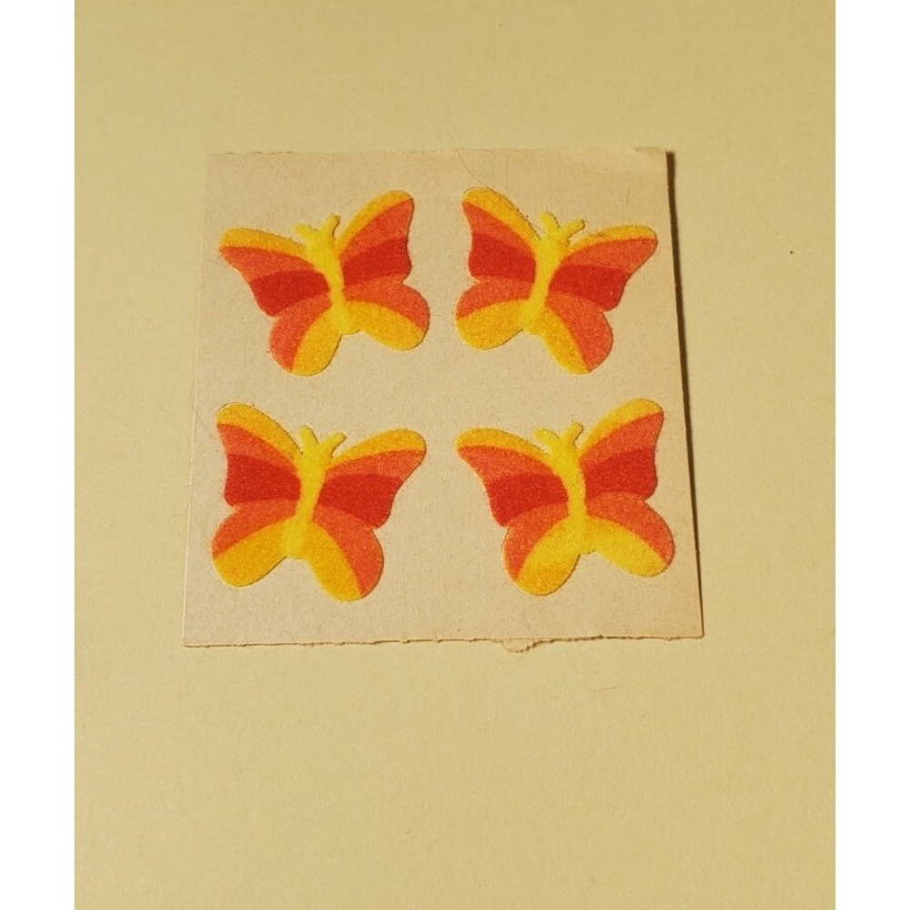 Vintage Sandylion Fuzzy Flocked Butterfly Stickers